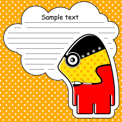 cartoon monster with message cloud vector set