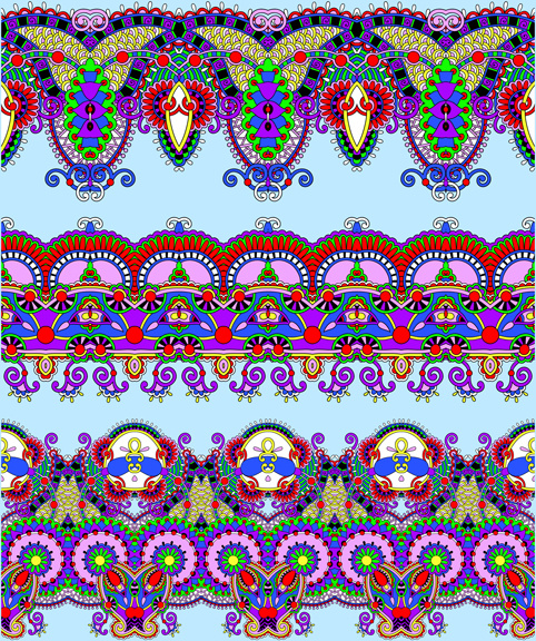 cartoon ornament floral vector seamless borders