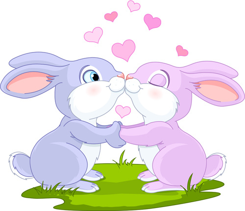 cartoon rabbit with love vector