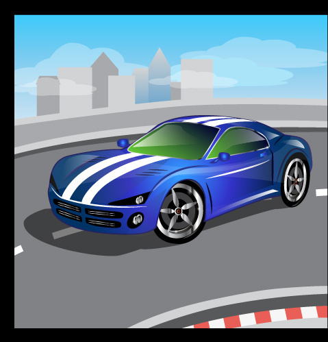 cartoon sports car design vectors set 