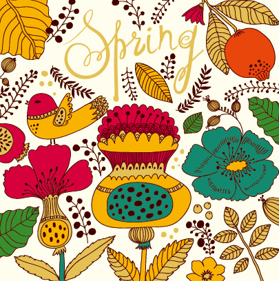cartoon spring tropical pattern background