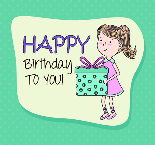 cartoon style happy birthday greeting card template
