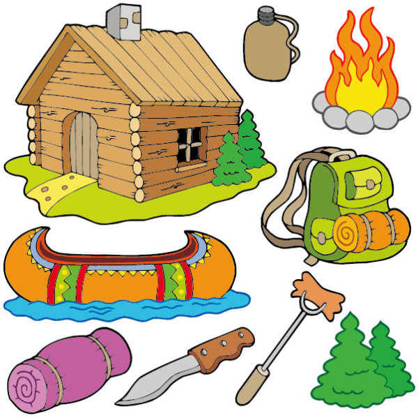 cartoon summer camp elements illustration vector 