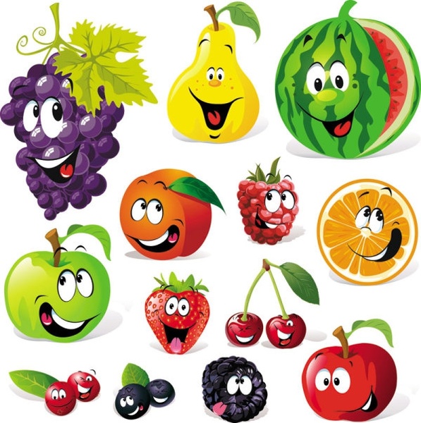 cartoon the fruit facial expressions vector