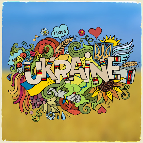 cartoon ukraine style hand drawn background