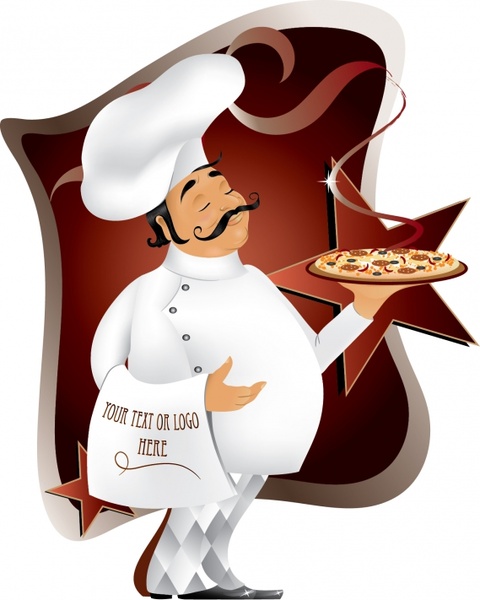 culinary advertising background cook icon cartoon character 