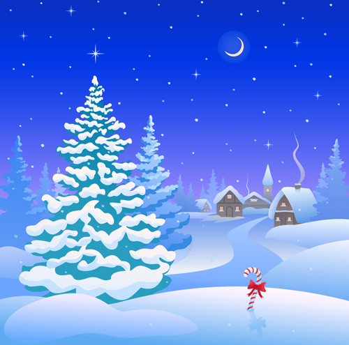 Cartoon winter nature background vector Vectors graphic art designs in