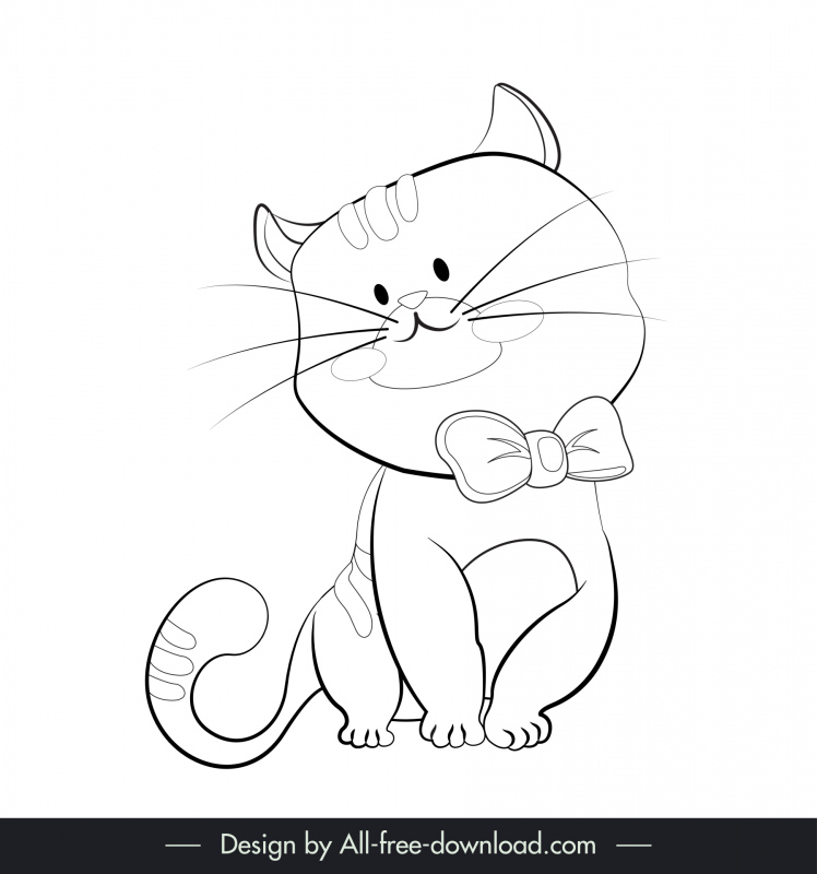 cat icon cute handdrawn cartoon outline