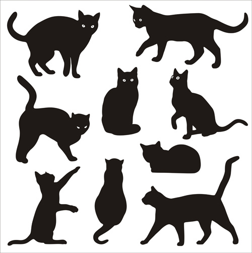 Download Cat silhouettes vectors set Free vector in Adobe ...