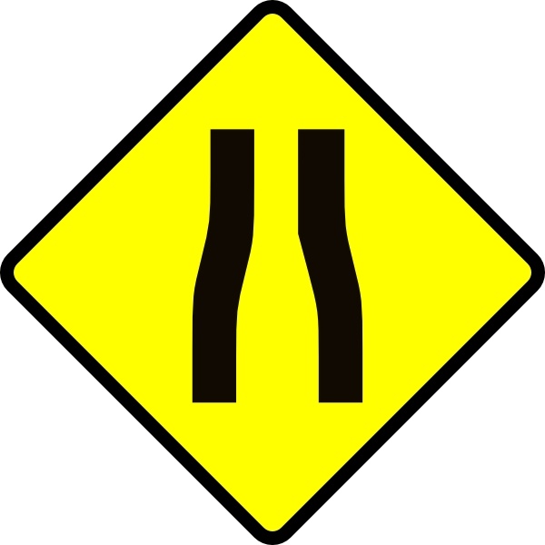 Caution Road Narrows clip art
