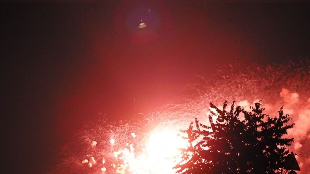 celebration with imposing bright sparkling fireworks