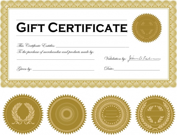 gift certificate decor elements classic elegant circle stamps