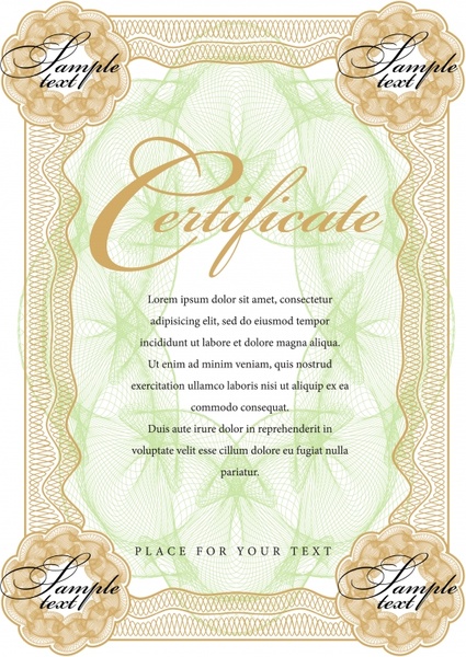 certificate of commendation floral corner vector lines