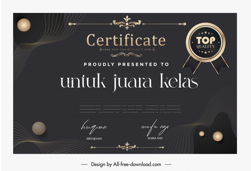 certificate template dark elegance decor 