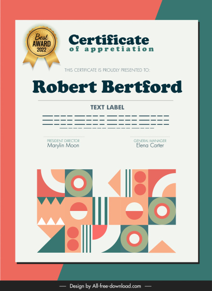 certificate template elegant geometric abstraction decor