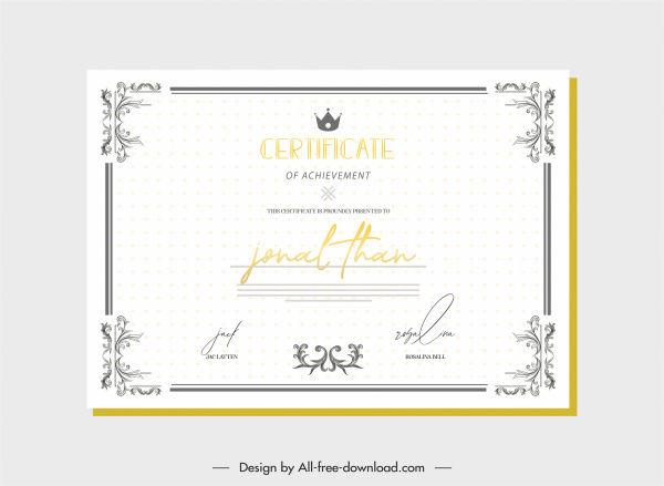 certificate template elegant vintage symmetrical border decor