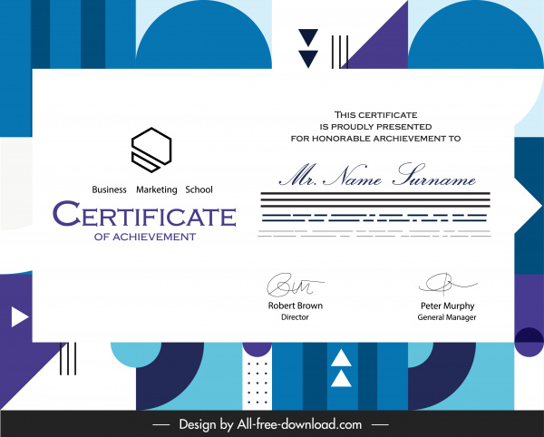 certificate template modern flat geometric background decor