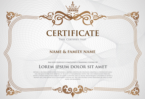 certificate template with retro frame vector