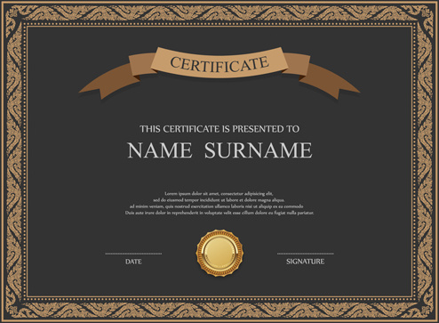 certificates ornate design vector template 