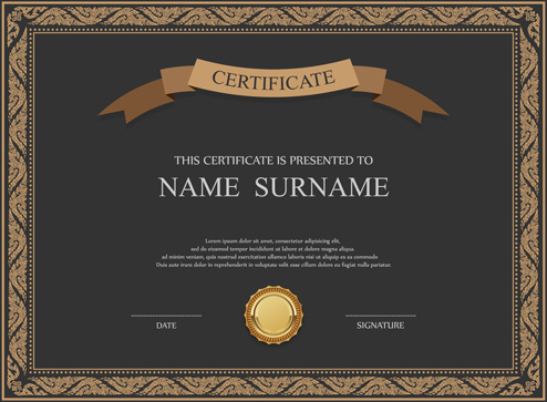 certificates ornate design vector template