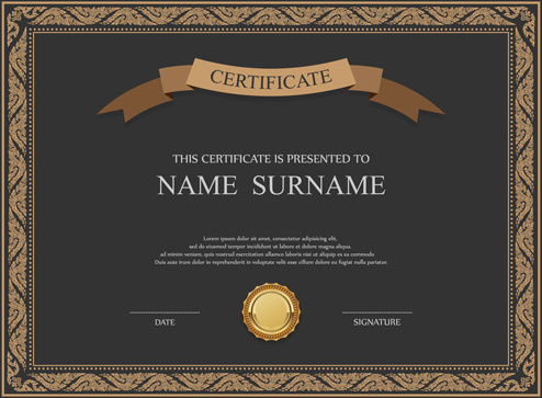 certificates ornate design vector template