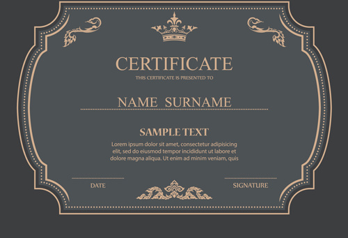 certificates ornate design vector template