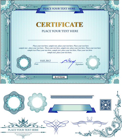 Certificates Template With Ornament Kit Vector Vectors Graphic Art