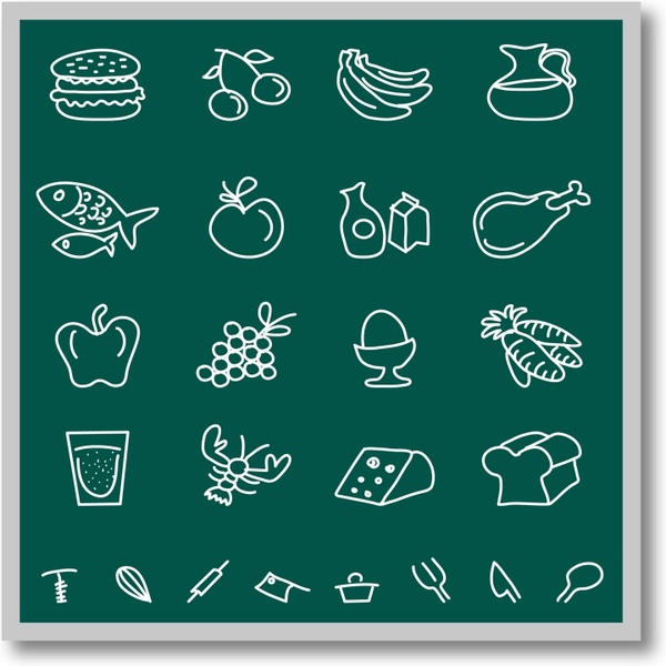 Chalkboard food icons