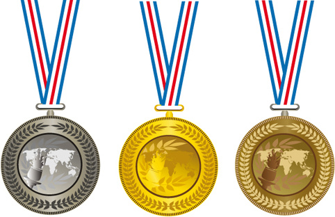 champion cup and medals design vector set