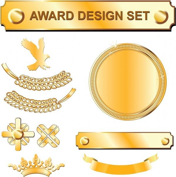 award design elements shiny golden symbols decor