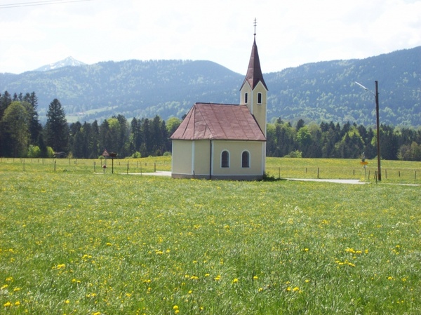chapel foothills of the alps view