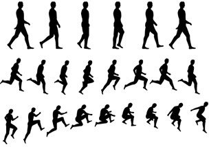 character movement silhouette vector