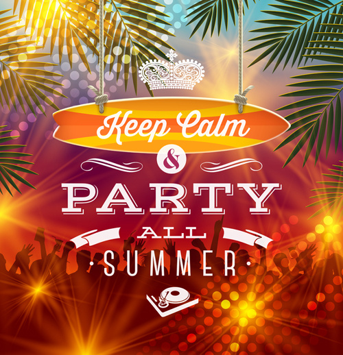 charming summer party poster template vectors