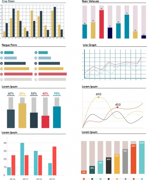 chart templates collection multicolored shapes flat design