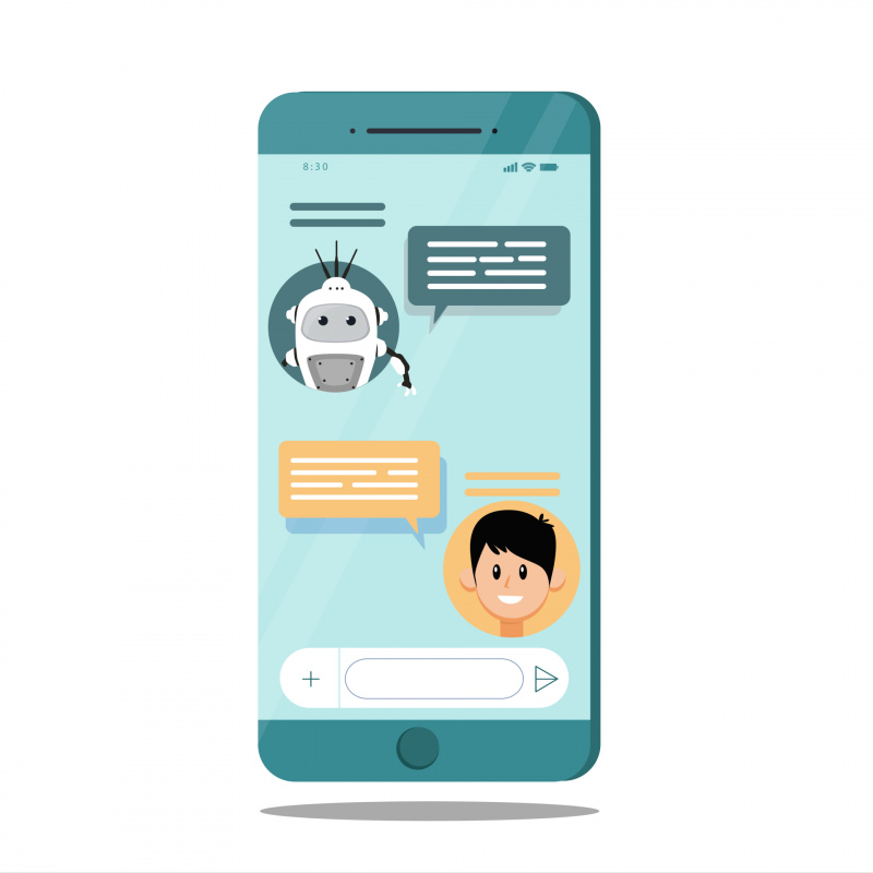 chat box with ai on mobile phone advertising poster robot chat box sketch