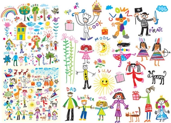 cheerful children clip art illustrations 