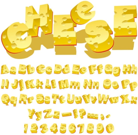 cheese creative letters vector