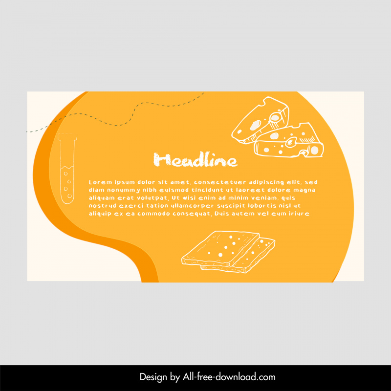 cheese presentation theme template flat handdrawn food lab tube sketch curves decor