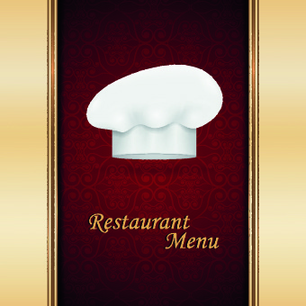 chef hat and restaurant menu cover design vector