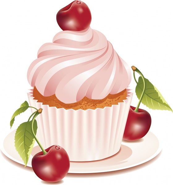 fruit cream cupcake painting 3d colored design