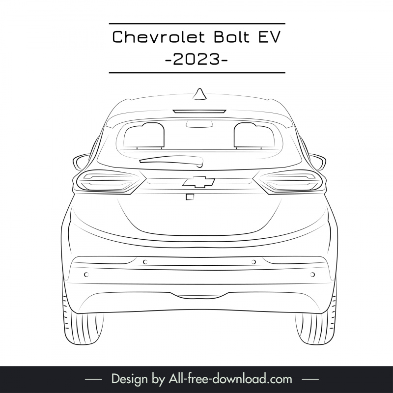 chevrolet bolt ev 2023 car template symmetric back view outline 