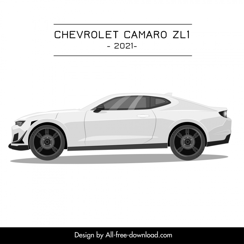 chevrolet camaro zl1 2021 car model advertising template modern design side view sketch