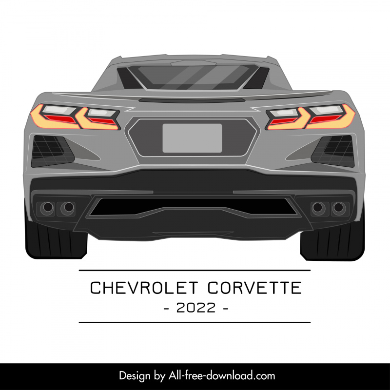 chevrolet corvette 2022 car model advertising template modern symmetric back view design