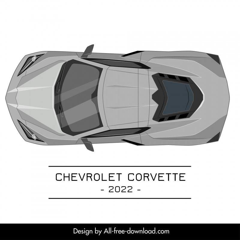 chevrolet corvette 2022 car model advertising template modern symmetric top view design