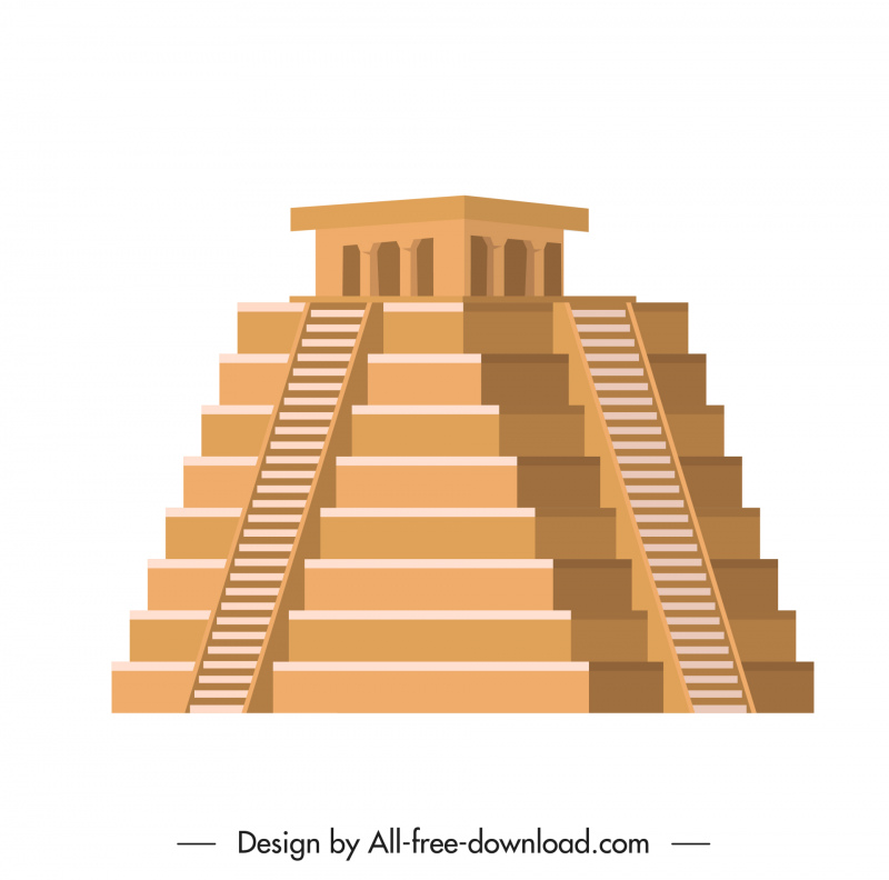 chichen itza mexican architecture icon classical 3d outline 