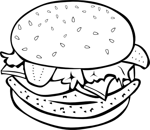 Chicken Burger (b And W) clip art