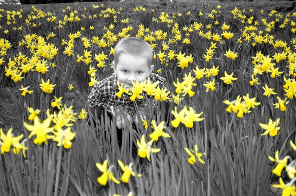 child and flowers