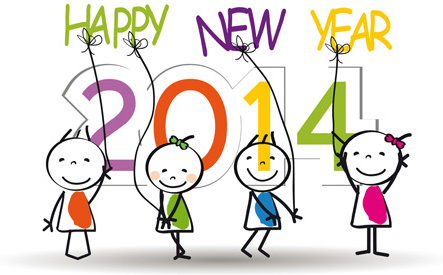 child and new year14 vector 