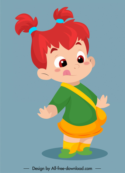 childhood icon funny girl sketch cartoon character