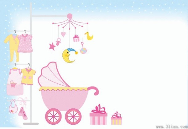 baby shower background kids stuffs design elements 